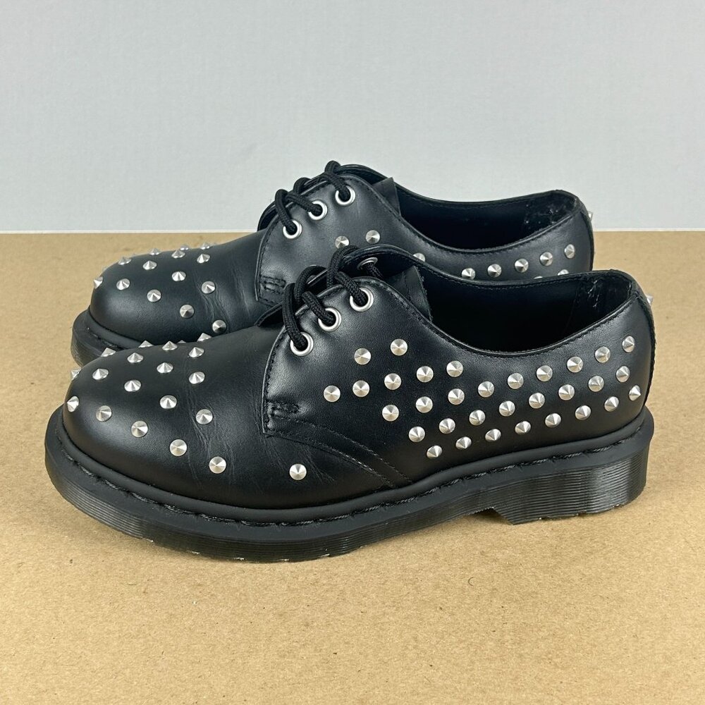 Dr Martens 1461 Stud Leather Oxford Shoes Womens 7 Black Silver Studded Spikes